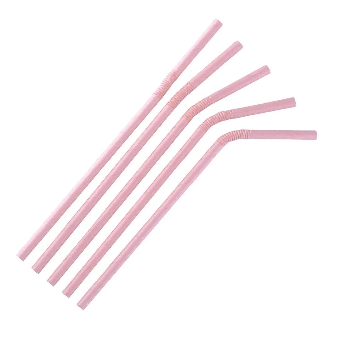 Fiesta Compostable Bendy Paper Straws Pink (Pack of 250)