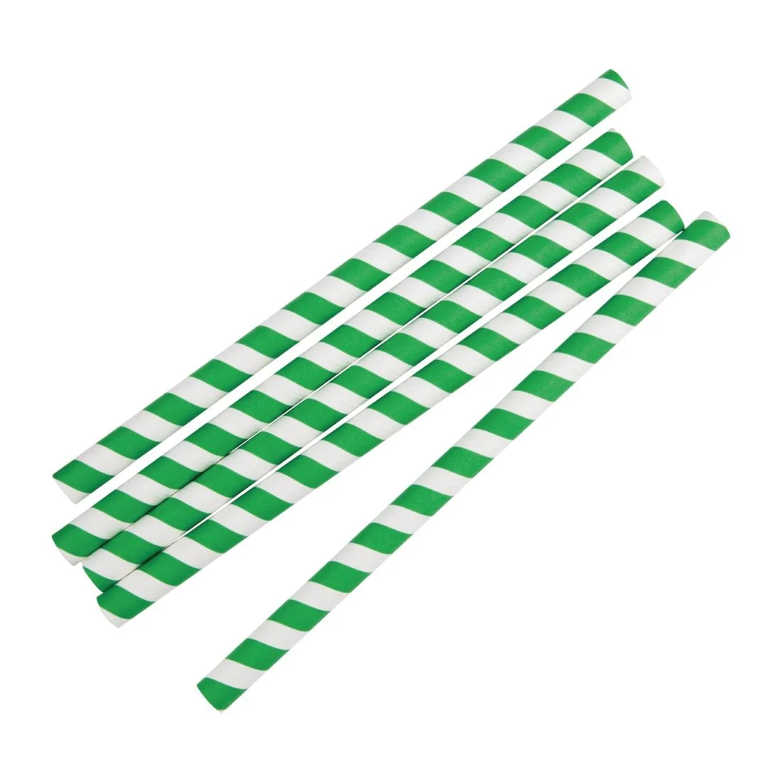 Fiesta Compostable Paper Smoothie Straws Green Stripes (Pack of 250) - Image 2