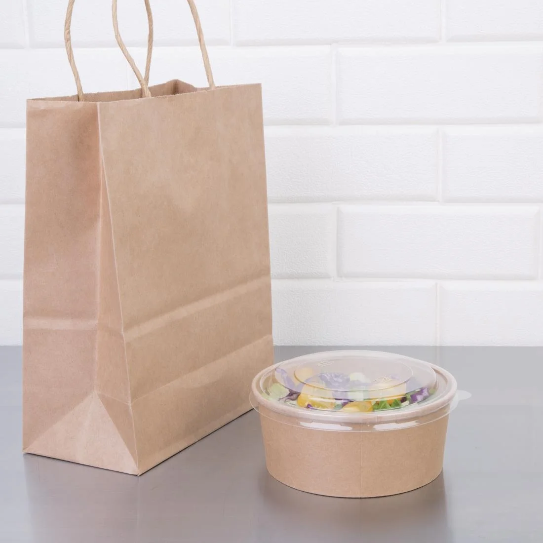 Fiesta Compostable Round Kraft Salad Bowls 750ml / 26oz (Pack of 300) - Image 6