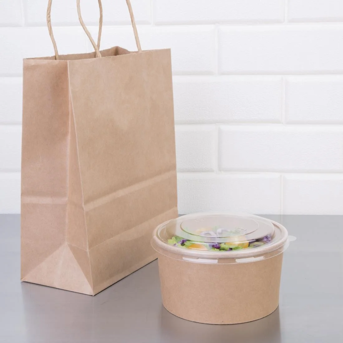 Fiesta Compostable Round Kraft Salad Bowls 1000ml / 35oz (Pack of 300) - Image 6