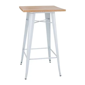 Bolero Bistro Bar Table with Wooden Top White (Single)