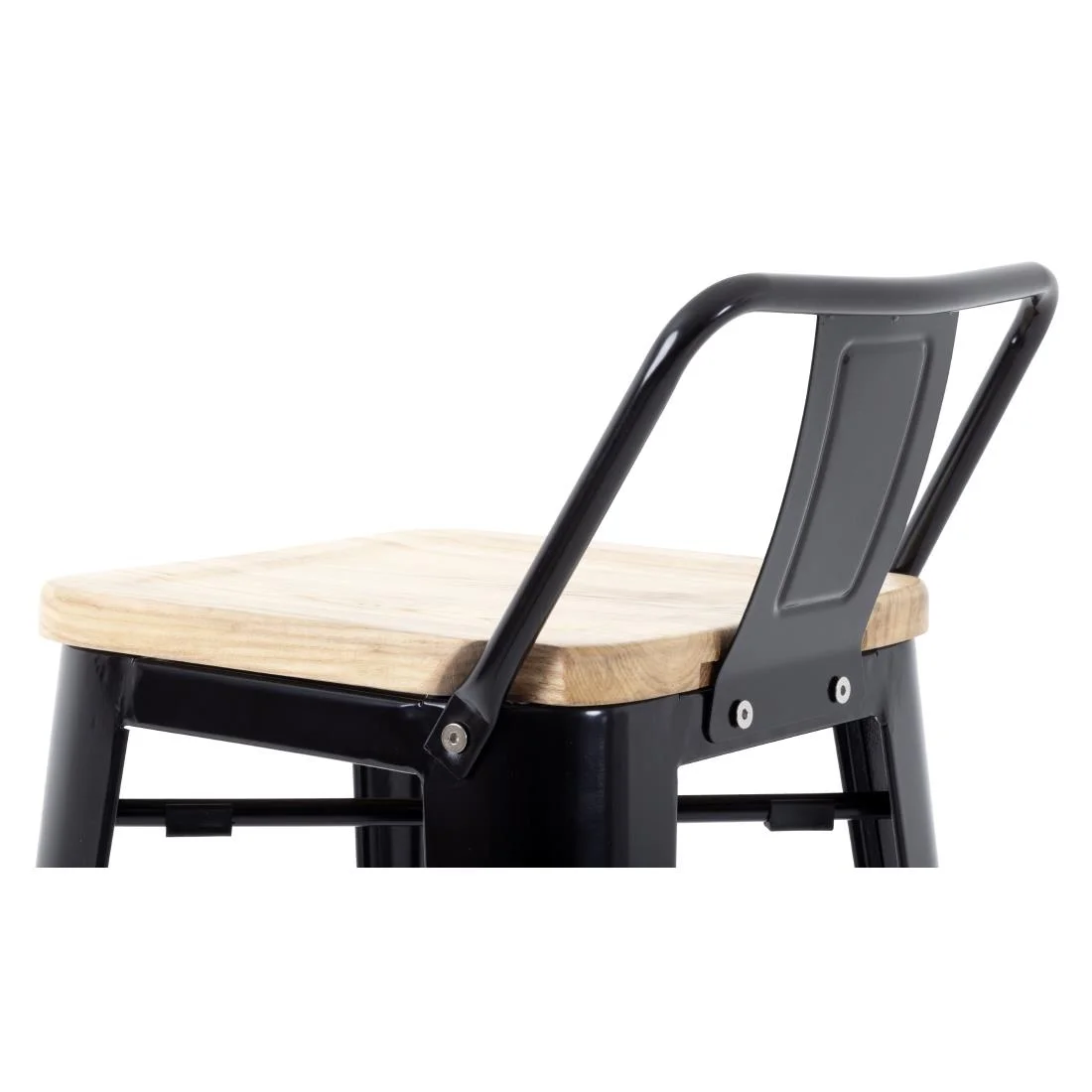 Bolero Bistro Backrest High Stools with Wooden Seat Pad Black (Pack of 4) - Image 8