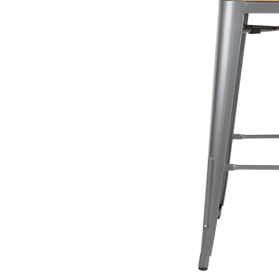Bolero Bistro Backrest High Stools with Wooden Seat Pad Gun Metal (Pack of 4) - Image 7