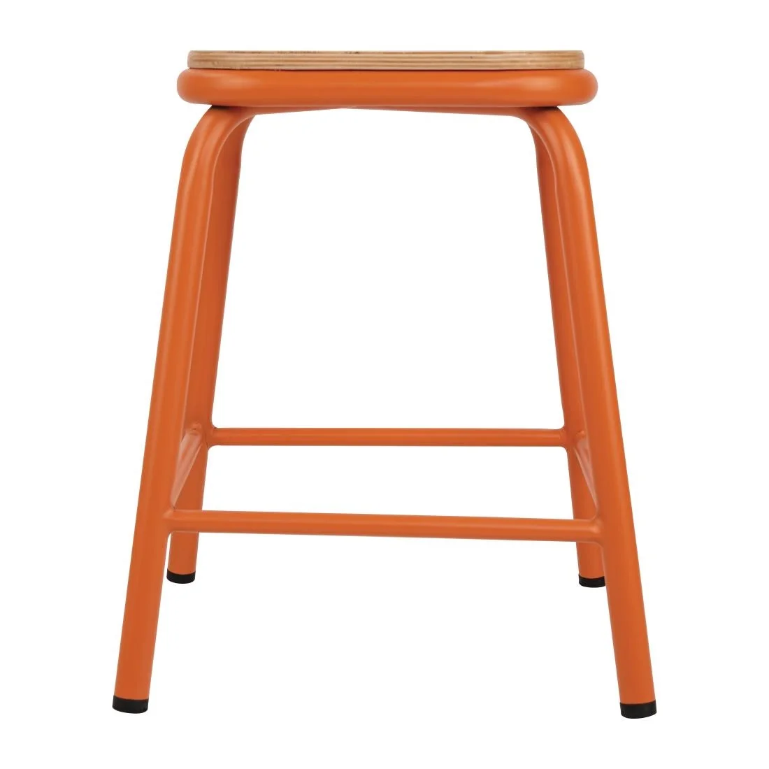 Bolero Cantina Low Stools with Wooden Seat Pad Orange (Pack of 4) - Image 3