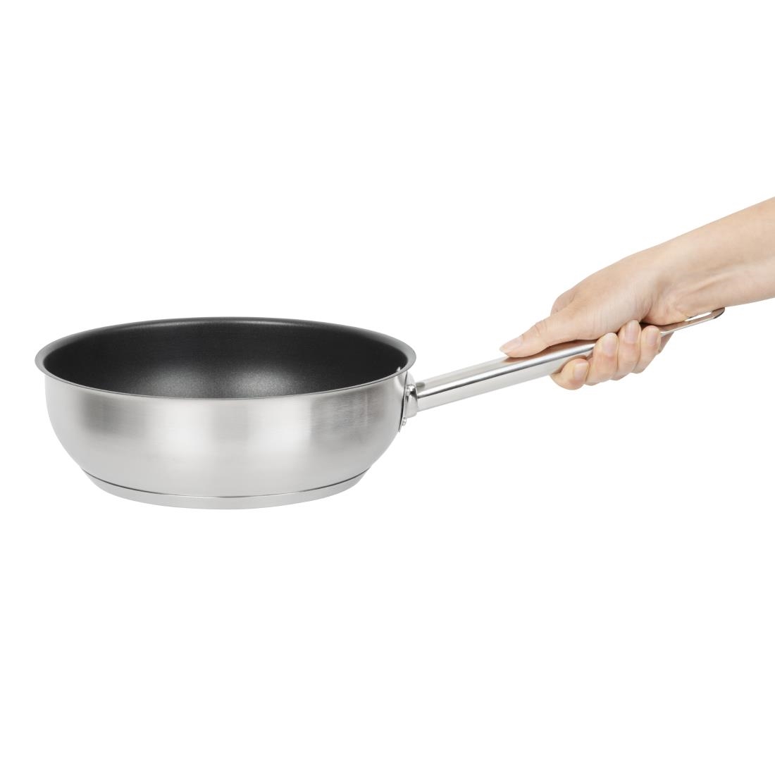 Vogue Stainless Steel Non-Stick Teflon Platinum Plus Sauté Pan 24cm