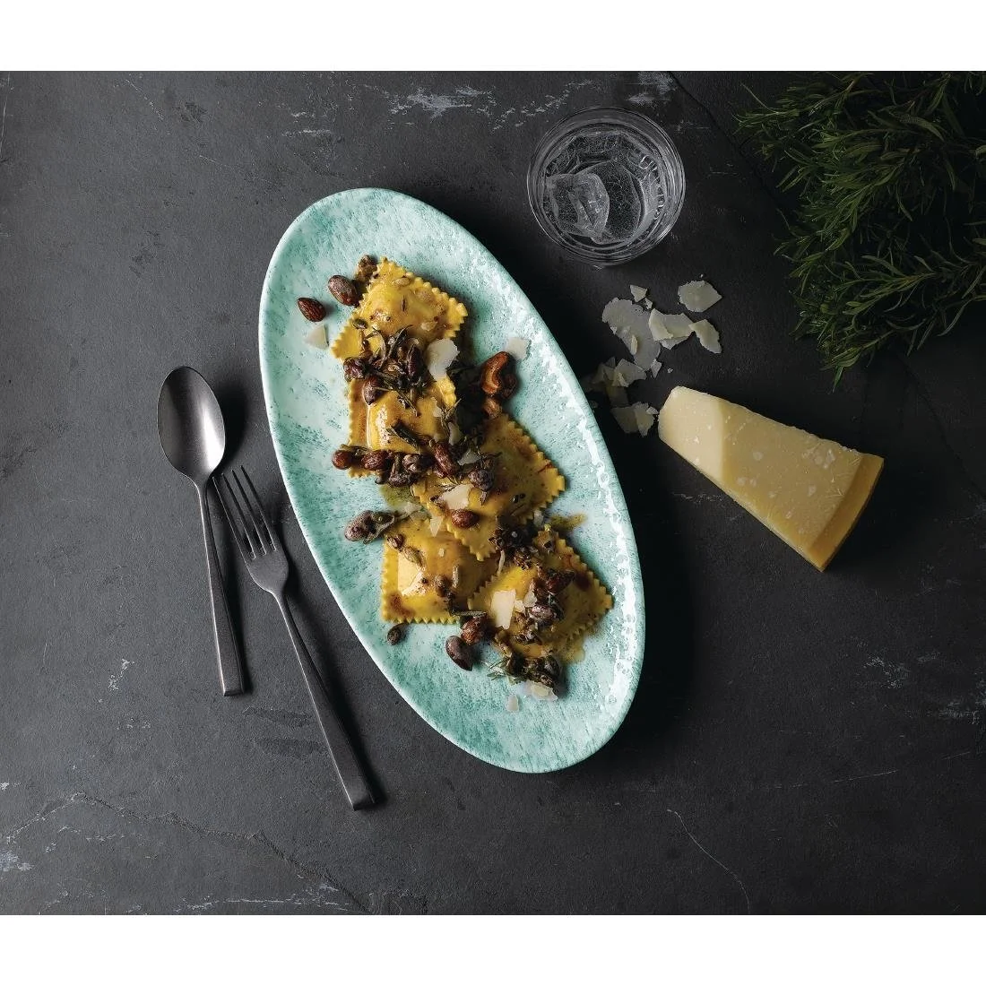 Churchill Studio Prints Stone Chefs Plates Aquamarine 347 x 173mm (6 Pack) - Image 5