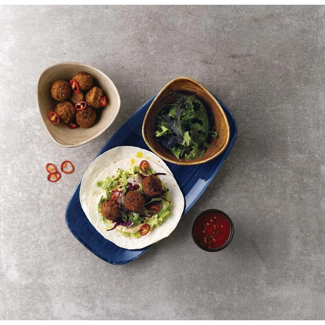 Churchill Stonecast Patina No. 4 Chefs Plates Cobalt 355 x 189mm (6 Pack) - Image 2