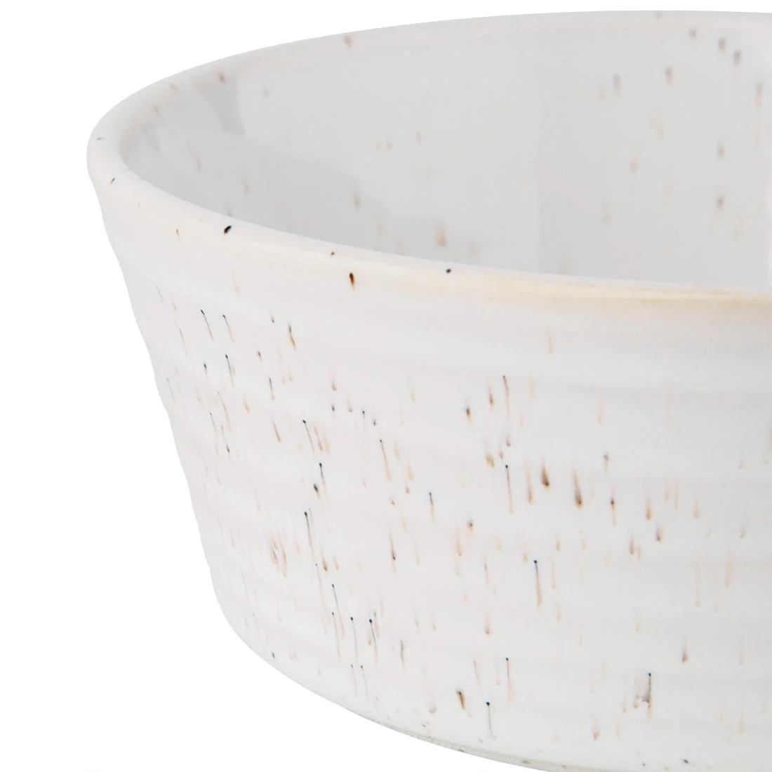 Olympia Cavolo Flat Round Bowls White Speckle 143mm (6 Pack) - Image 2