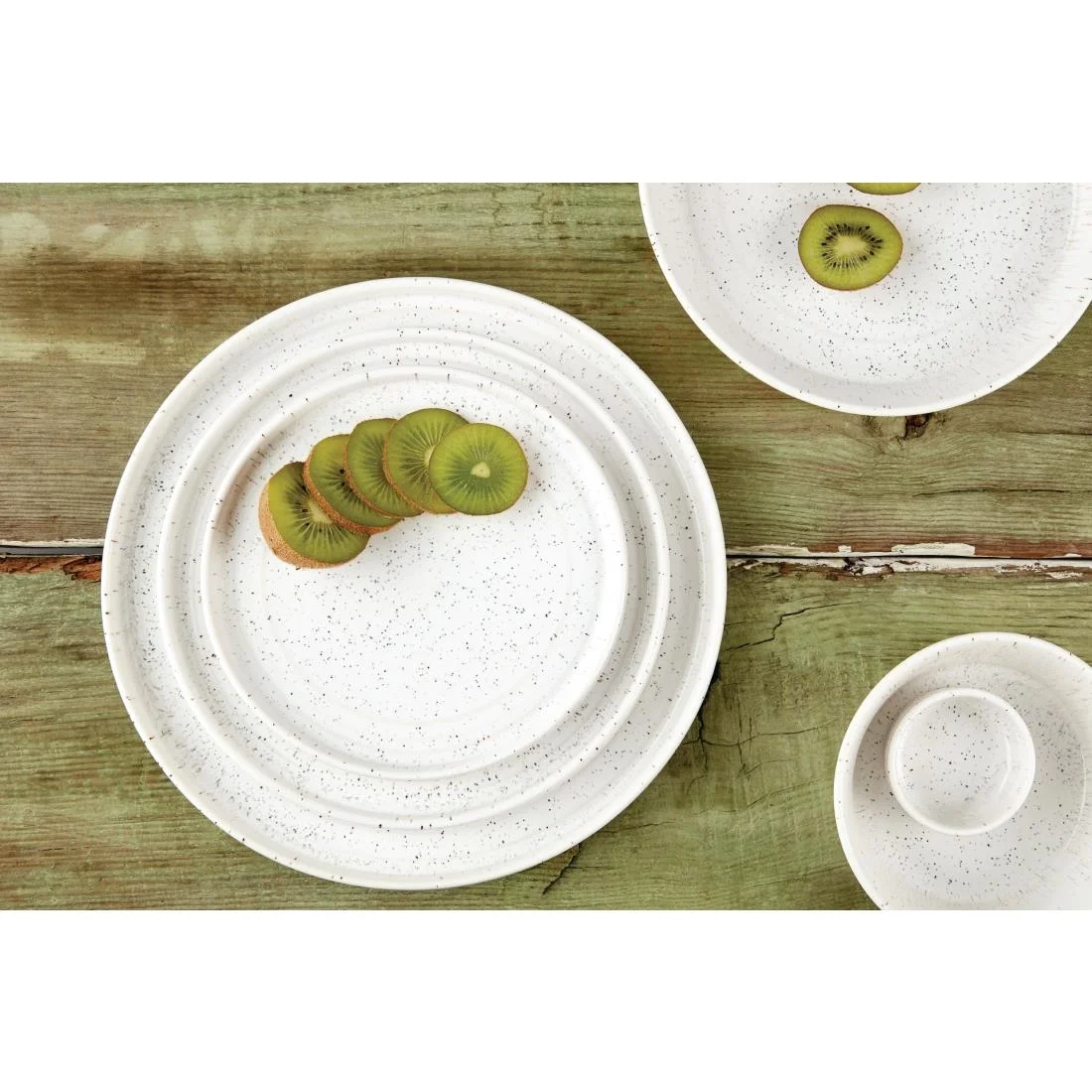 Olympia Cavolo Flat Round Bowls White Speckle 143mm (6 Pack) - Image 3