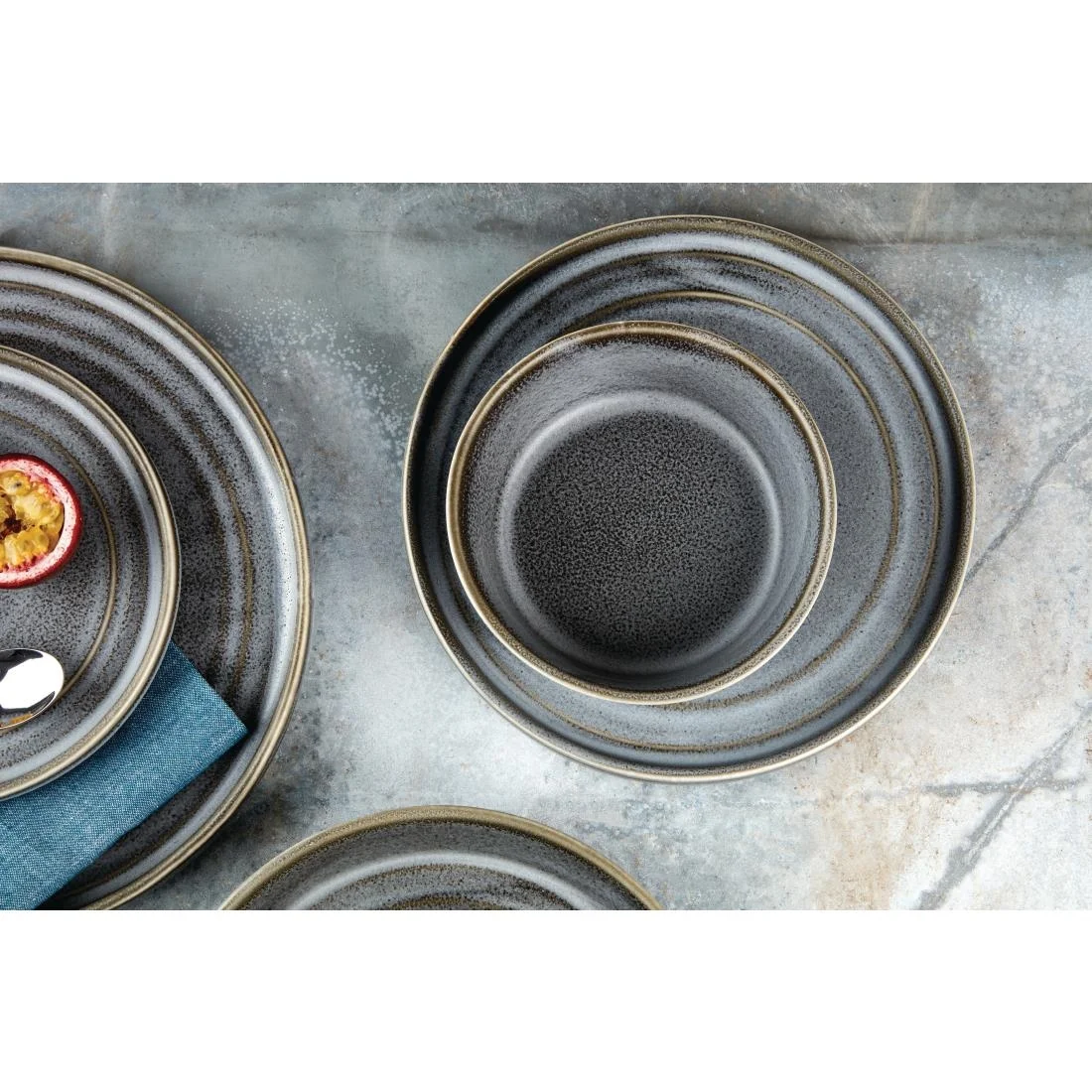 Olympia Cavolo Flat Round Bowls Charcoal Dusk 143mm (6 Pack) - Image 4