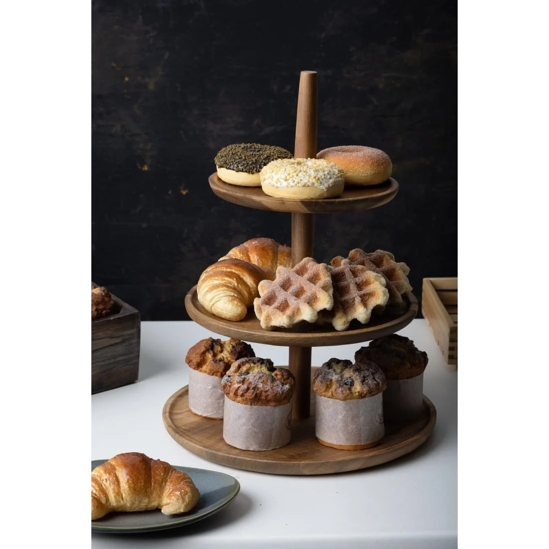 Olympia Acacia 3-Tier Stand 305(Ø) x 395(H)mm - Image 9