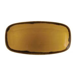 Dudson Harvest Chefs' Oblong Plates Mustard 298x153mm (12 Pack)