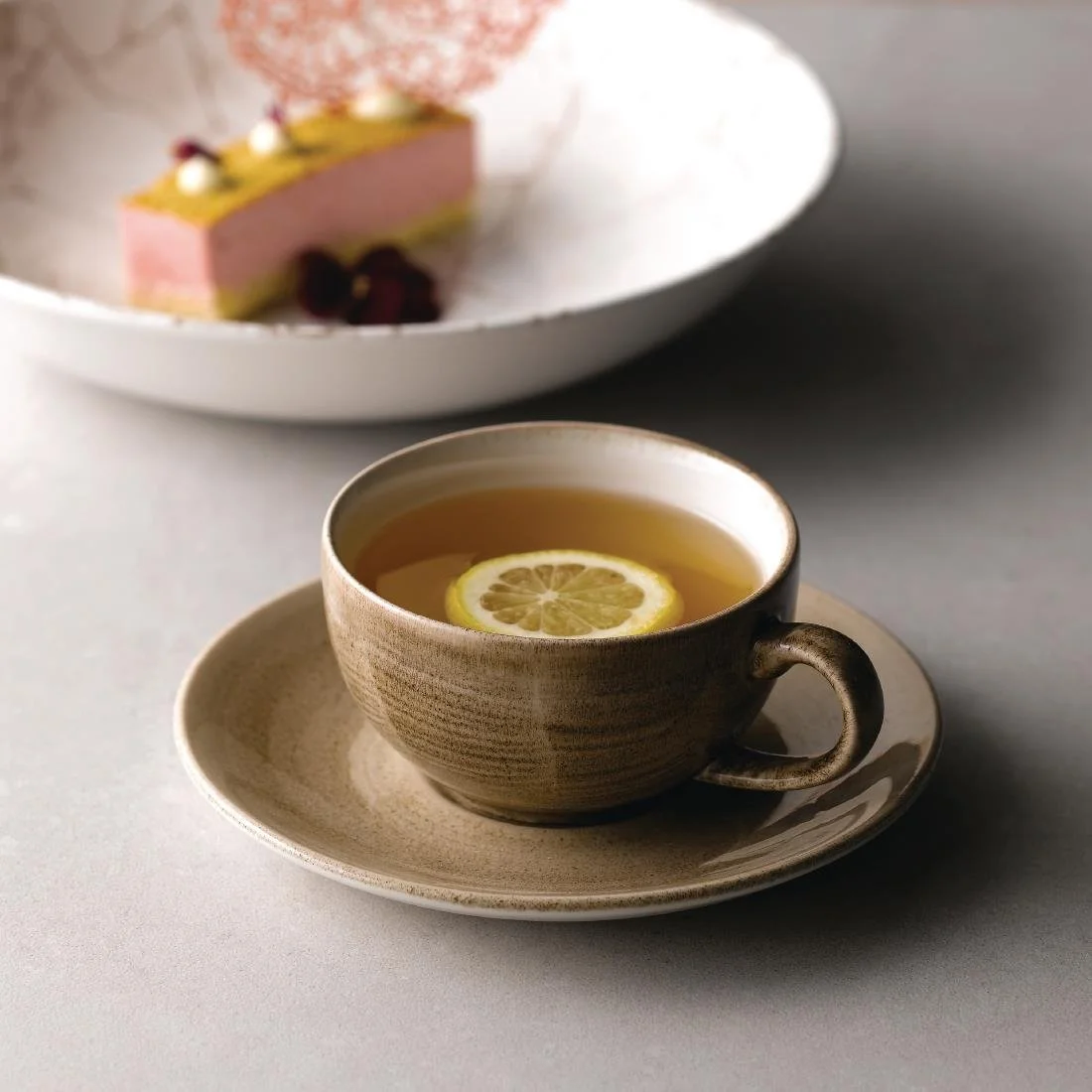 Stonecast Patina Antique Taupe Cappuccino Cups 12oz (12 Pack) - Image 2
