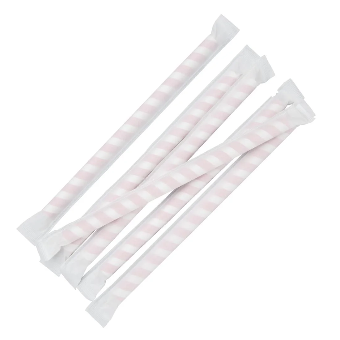 Fiesta Compostable Individually Wrapped Paper Smoothie Straws Red Stripes (Pack of 250) - Image 2