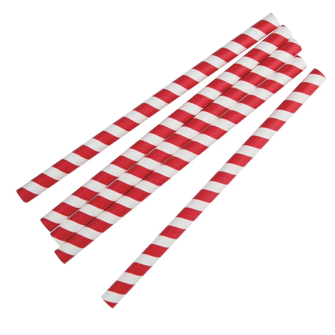 Fiesta Compostable Individually Wrapped Paper Smoothie Straws Red Stripes (Pack of 250) - Image 3