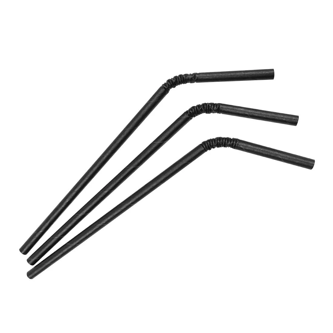 Fiesta Compostable Individually Wrapped Bendy Paper Straws Black (Pack of 250) - Image 3
