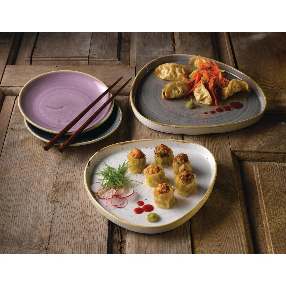 Churchill Stonecast Barley White Triangle Walled Chefs Plates 260mm (6 Pack) - Image 2