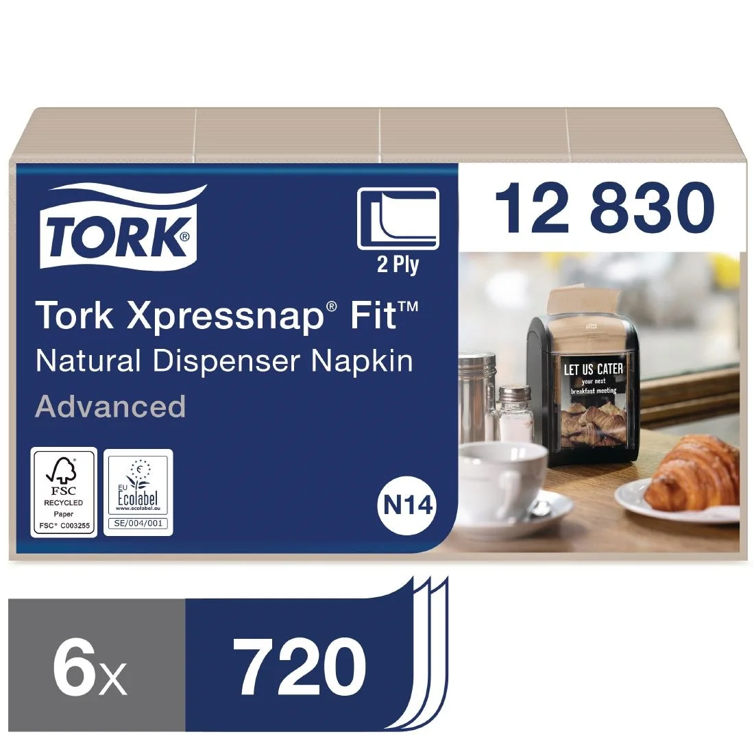 Tork Xpressnap Fit Dispenser Napkins Natural N14 (6 Pack) - Image 1