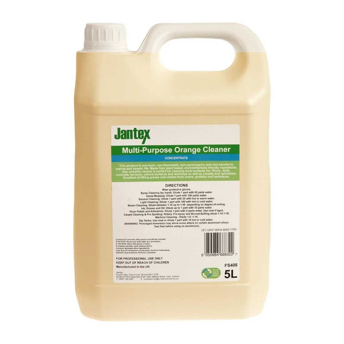 Jantex Green Orange Multipurpose Cleaner Concentrate 5Ltr - Image 3