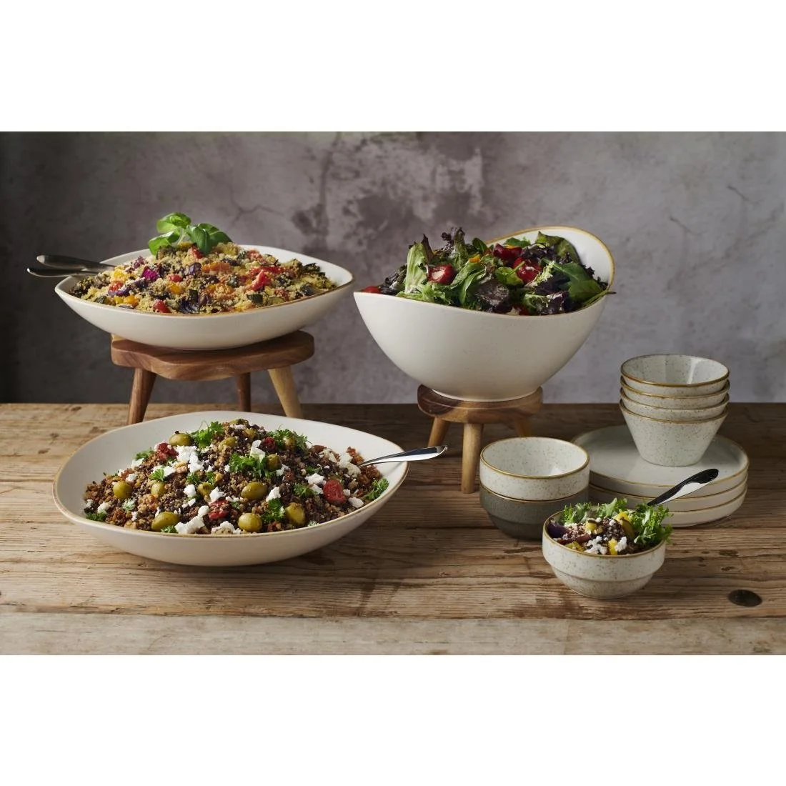 Churchill Melamine Stonecast Moonstone Buffet Bowl 360mm (2 Pack) - Image 3