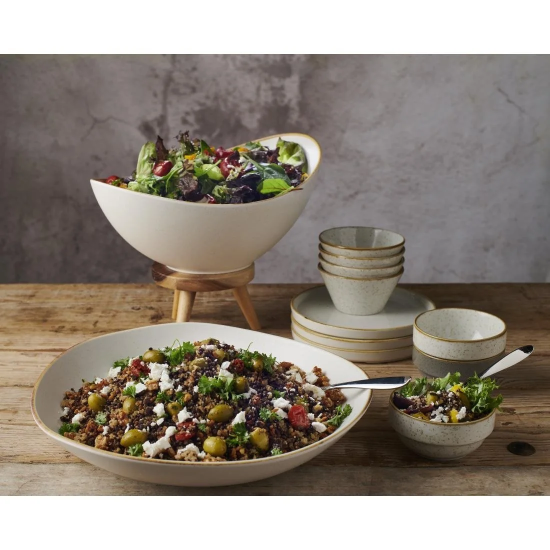 Churchill Melamine Stonecast Moonstone Buffet Bowl 360mm (2 Pack) - Image 2