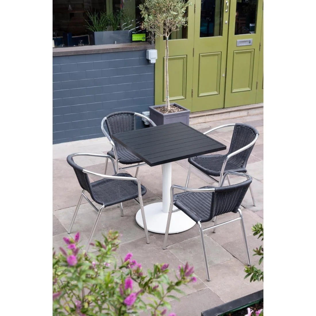 Bolero Aluminium Square Table Top Black 700mm - Image 2