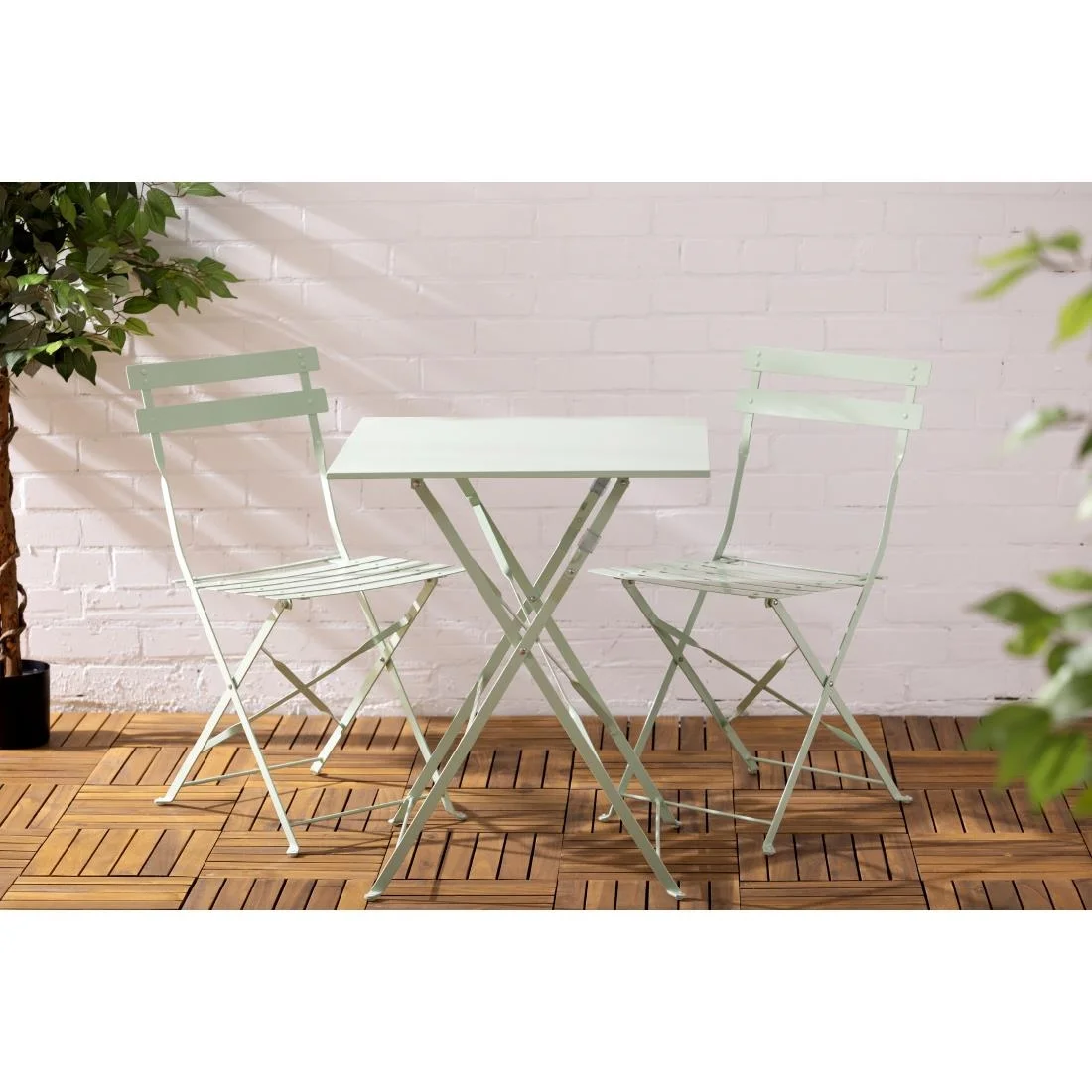 Bolero Perth Light Green Pavement Style Steel Folding Chairs (Pack of 2) - Image 7