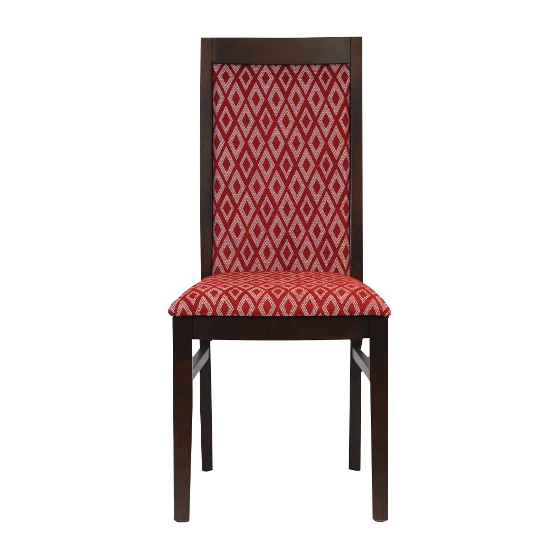 Brooklyn Padded Back Dark Walnut Dining Chair with Red Diamond Padded Seat and Back (Pack of 2)
