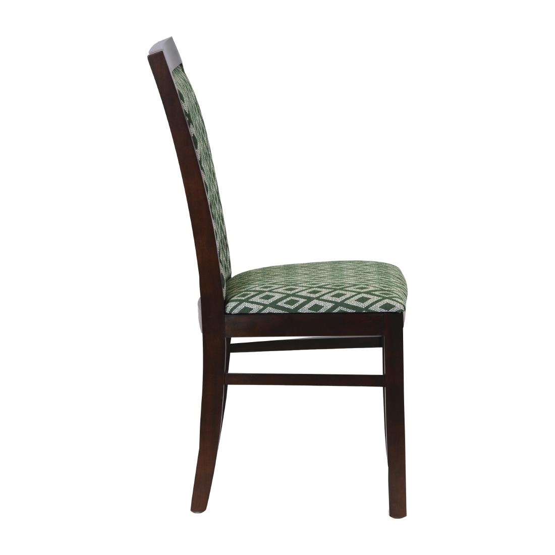 Brooklyn Padded Back Dark Walnut Dining Chair with Green Diamond Padded Seat and Back (Pack of 2)