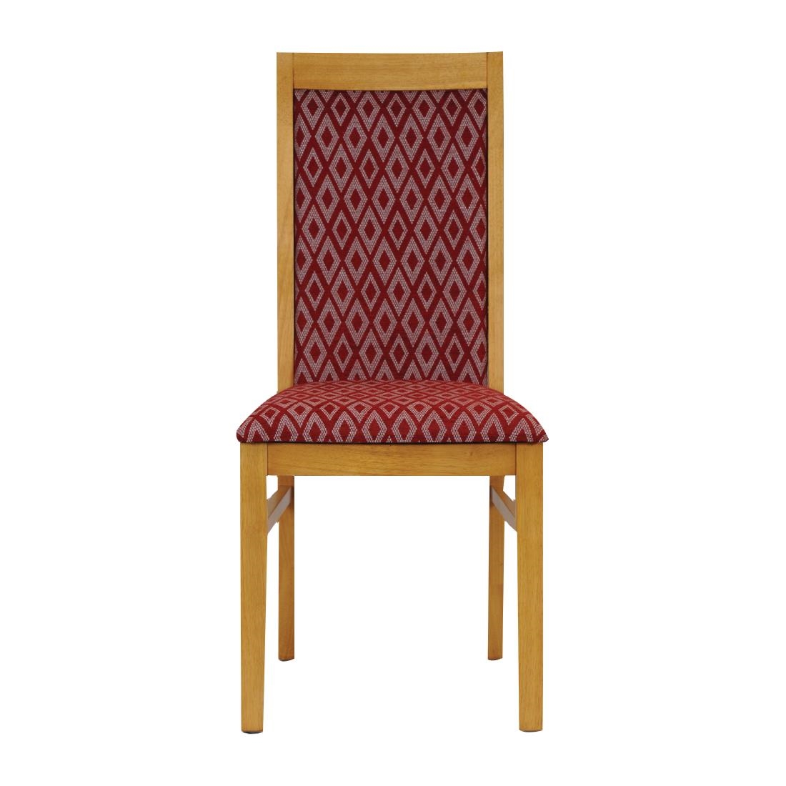 Brooklyn Padded Back Soft Oak Dining Chair with Red Diamond Padded Seat and Back (Pack of 2)