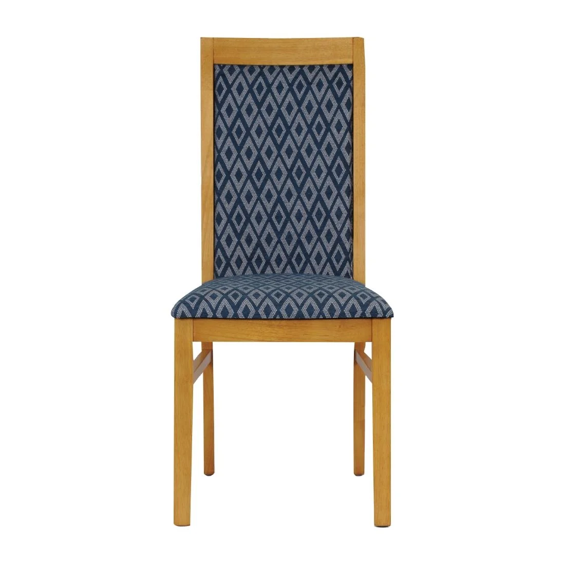 Brooklyn Padded Back Soft Oak Dining Chair with Blue Diamond Padded Seat and Back (Pack of 2) - Image 2