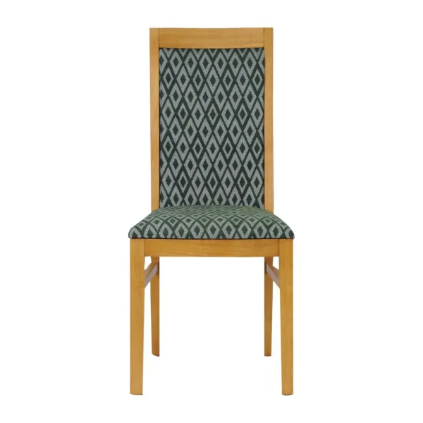Brooklyn Padded Back Soft Oak Dining Chair with Green Diamond Padded Seat and Back (Pack of 2)