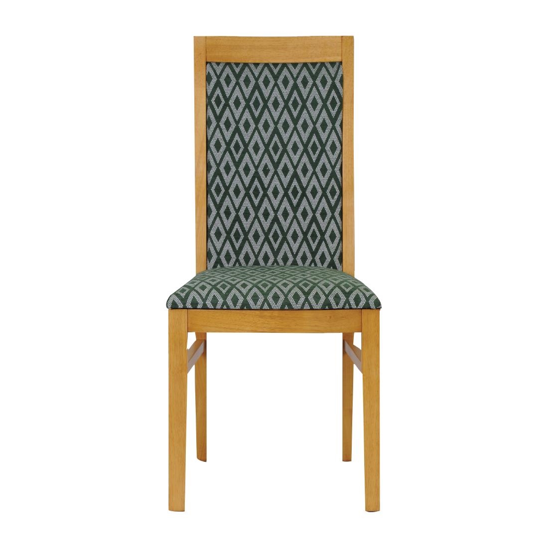 Brooklyn Padded Back Soft Oak Dining Chair with Green Diamond Padded Seat and Back (Pack of 2)