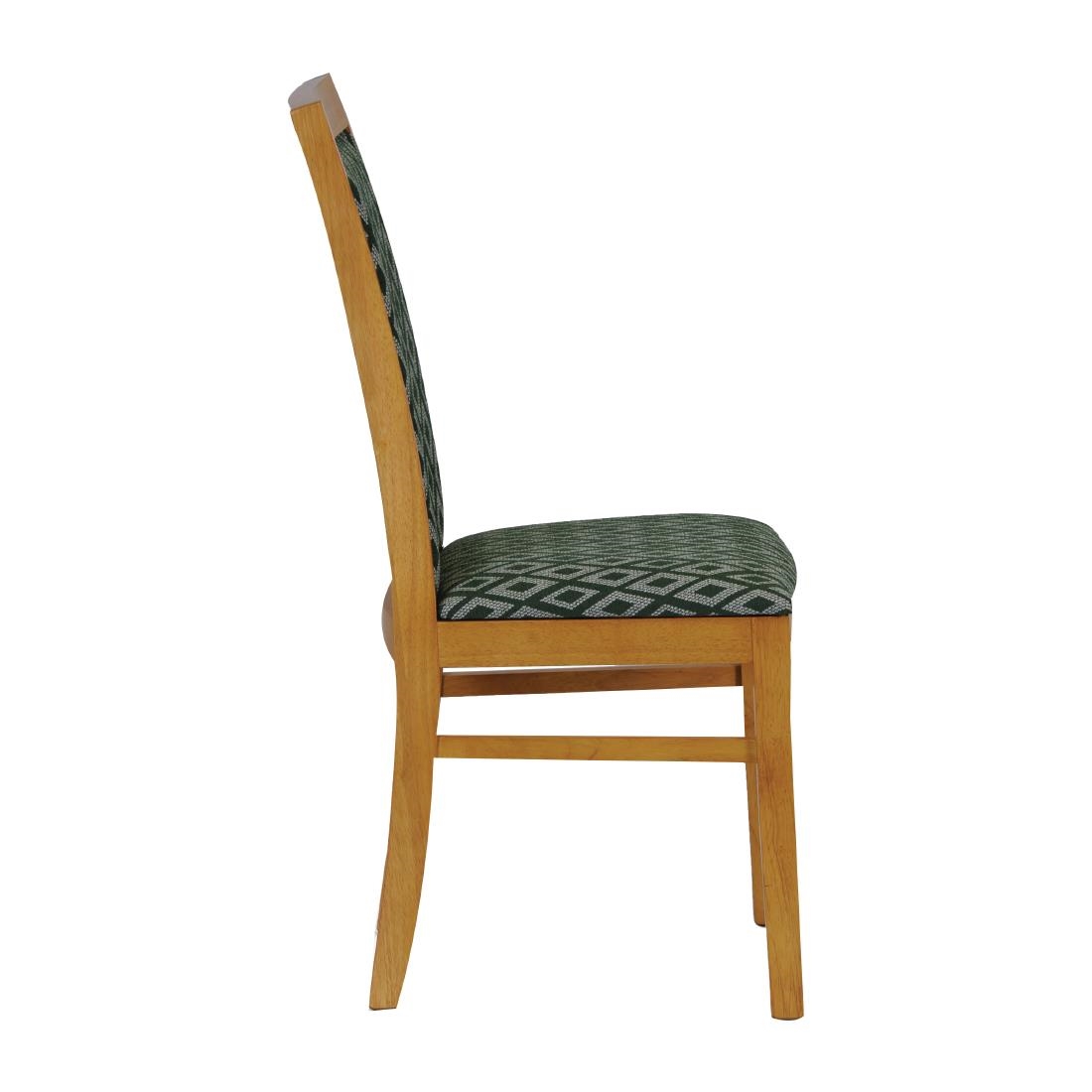 Brooklyn Padded Back Soft Oak Dining Chair with Green Diamond Padded Seat and Back (Pack of 2)