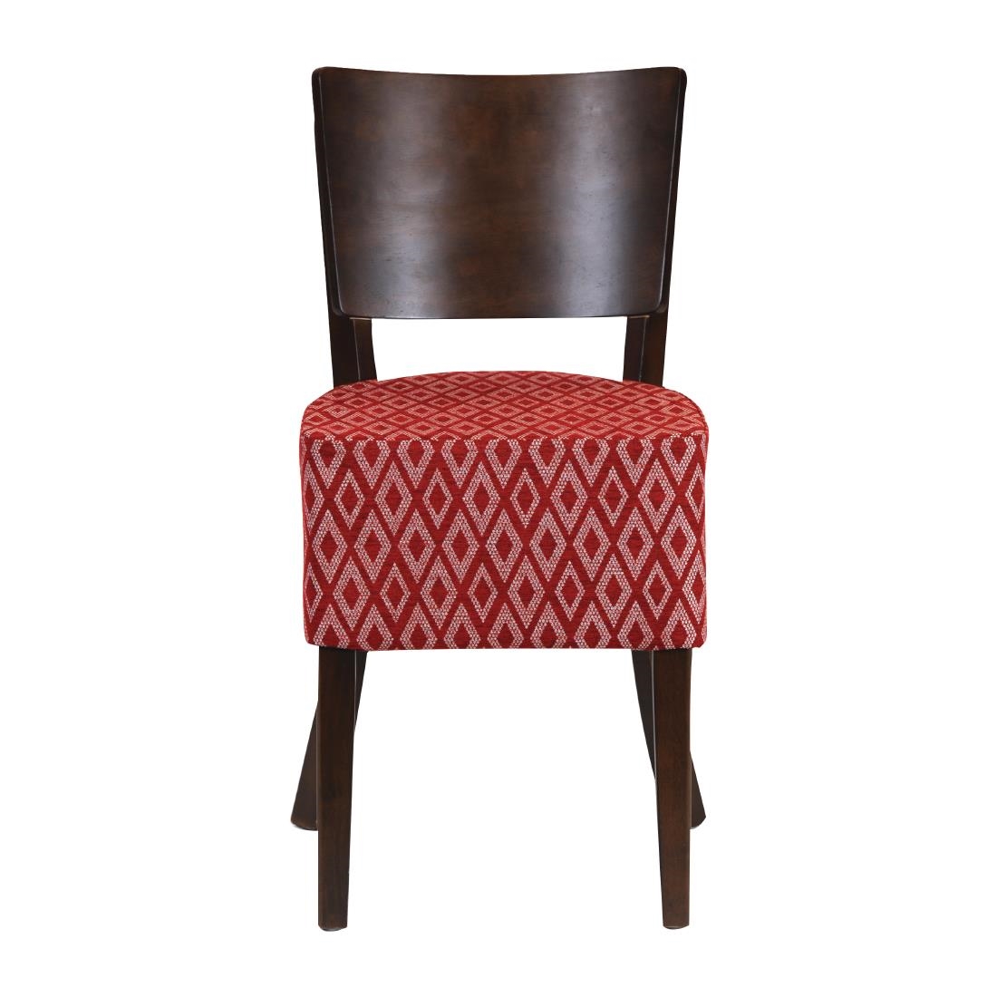 Asti Padded Dark Walnut Dining Chair with Red Diamond Deep Padded Seat and Back (Pack of 2)