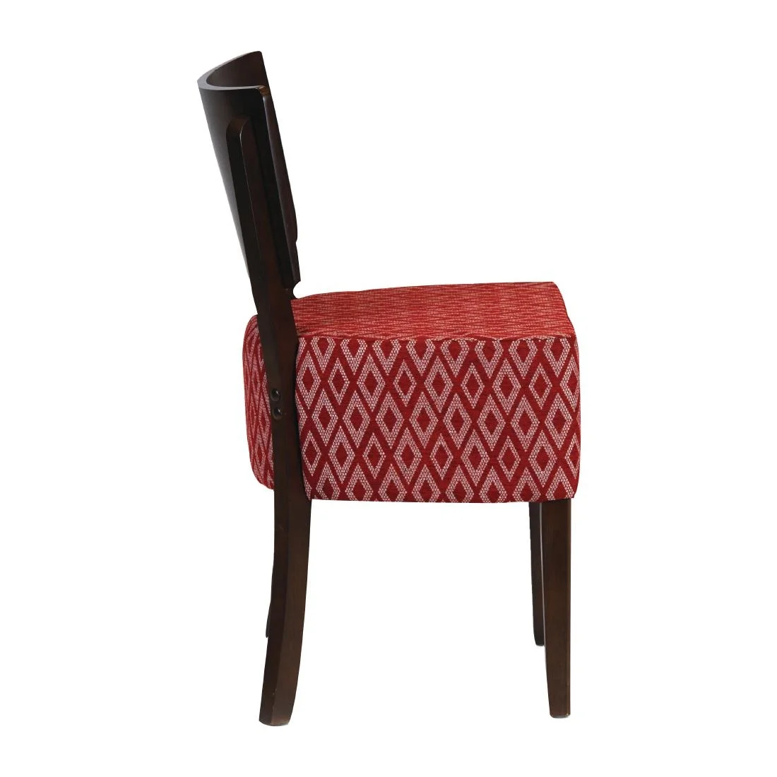 Asti Padded Dark Walnut Dining Chair with Red Diamond Deep Padded Seat and Back (Pack of 2) - Image 3