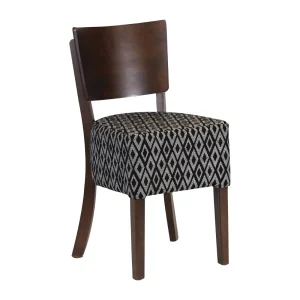 Asti Padded Dark Walnut Dining Chair with Black Diamond Deep Padded Seat and Back (Pack of 2)