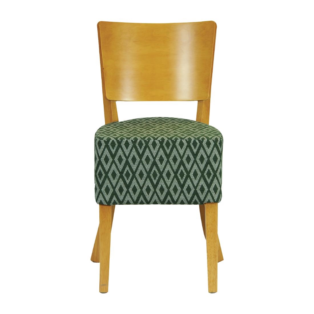 Asti Padded Soft Oak Dining Chair with Green Diamond Deep Padded Seat and Back (Pack of 2)
