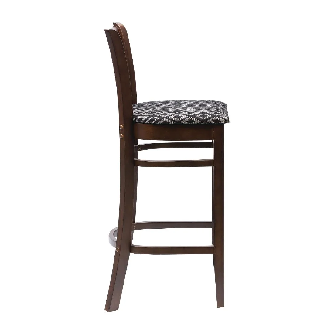 Manhattan Dark Walnut Bar Chair with Black Diamond Padded Seat - Image 3