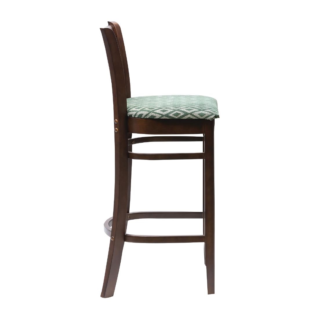 Manhattan Dark Walnut Bar Chair with Green Diamond Padded Seat