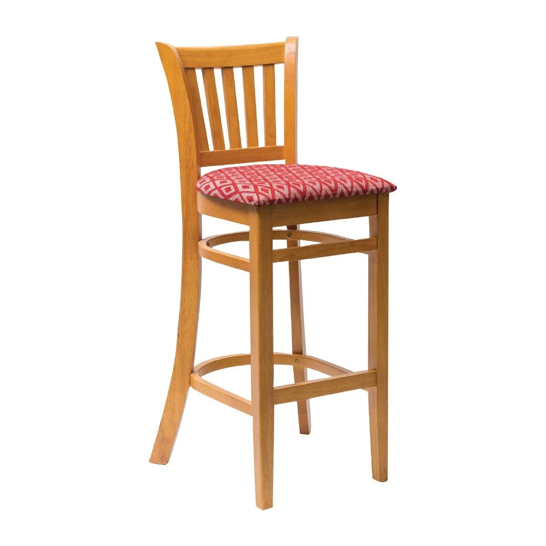 Manhattan Soft Oak Bar Chair with Red Diamond Padded Seat