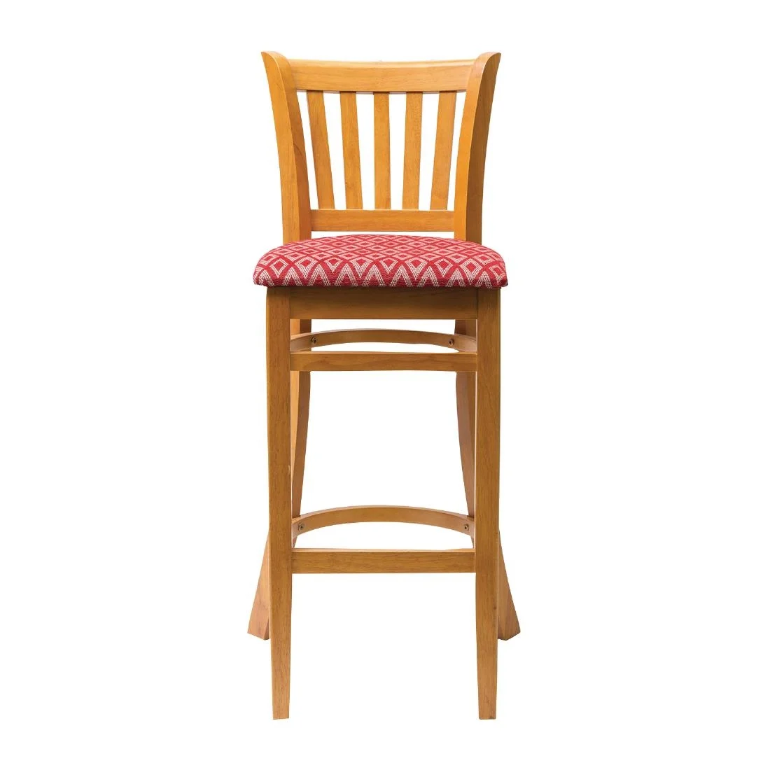 Manhattan Soft Oak Bar Chair with Red Diamond Padded Seat - Image 2
