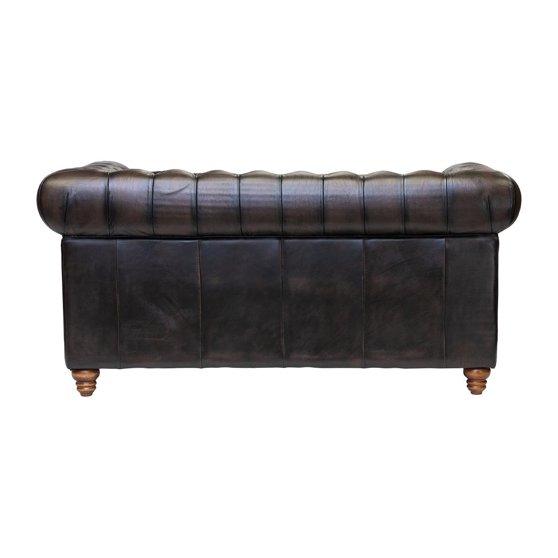 Chesterfield Leather Two-Seater Sofa Antique Brown