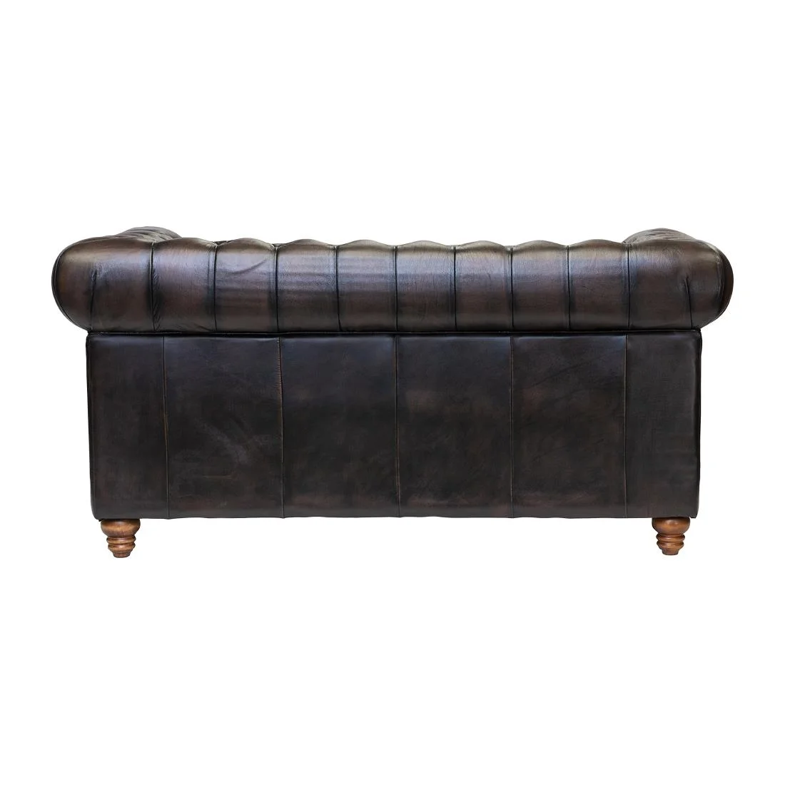 Chesterfield Leather Two-Seater Sofa Antique Brown - Image 2
