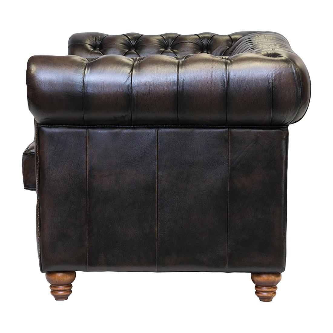 Chesterfield Leather Two-Seater Sofa Antique Brown