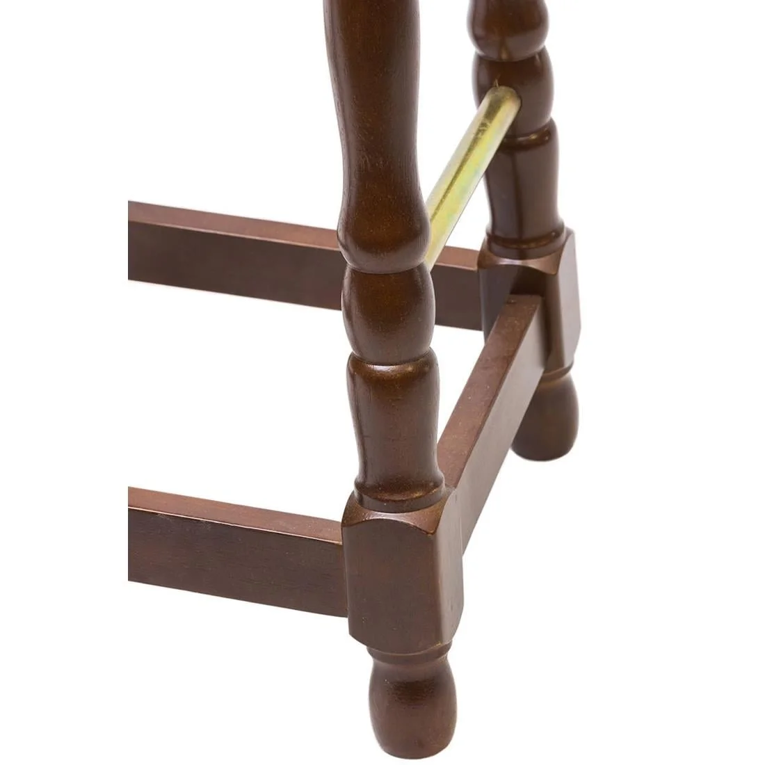Classic Dark Wood High Bar Stool with Green Diamond Seat (Pack of 2) - Image 2