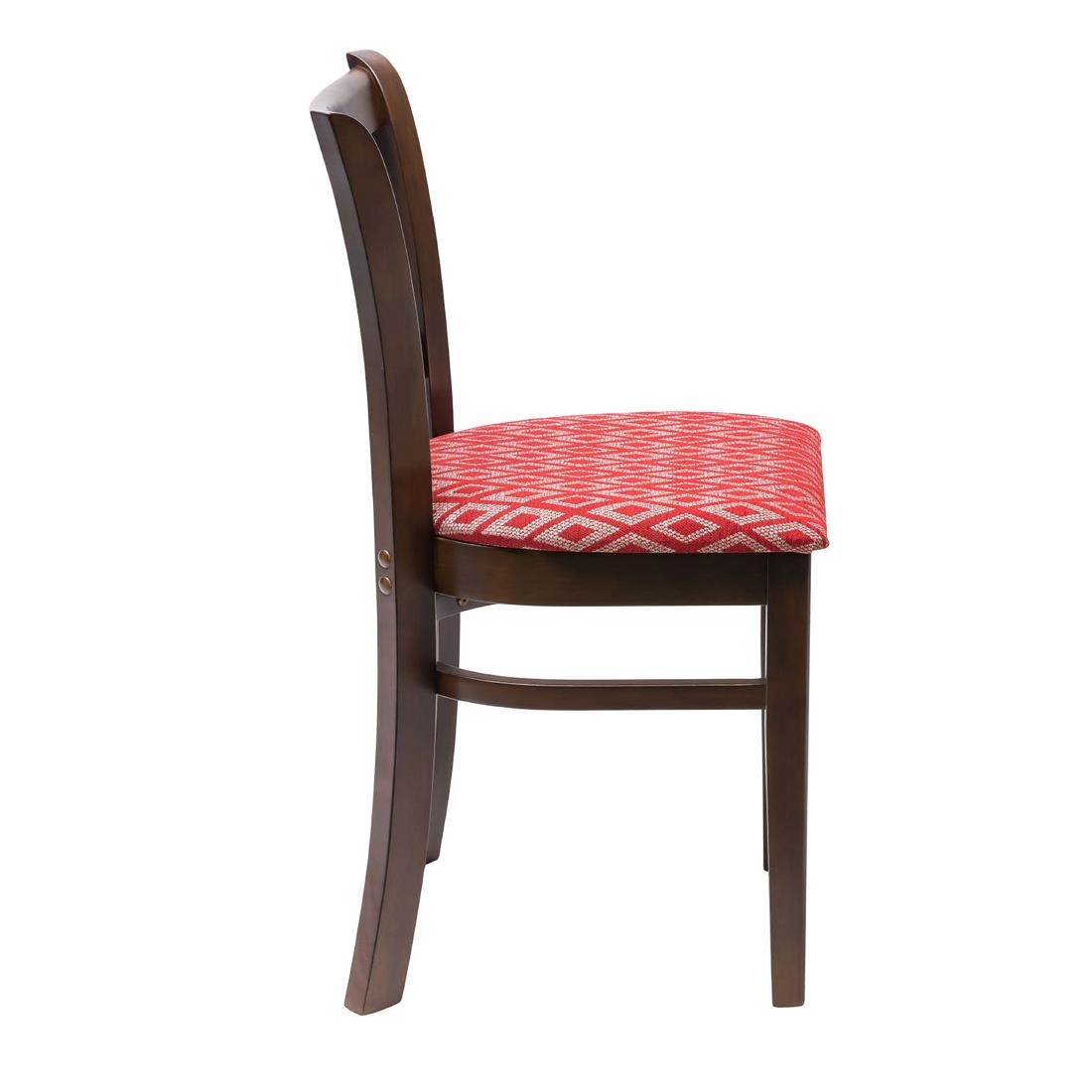 Manhattan Dark Walnut Dining Chair with Red Diamond Padded Seat (Pack of 2)