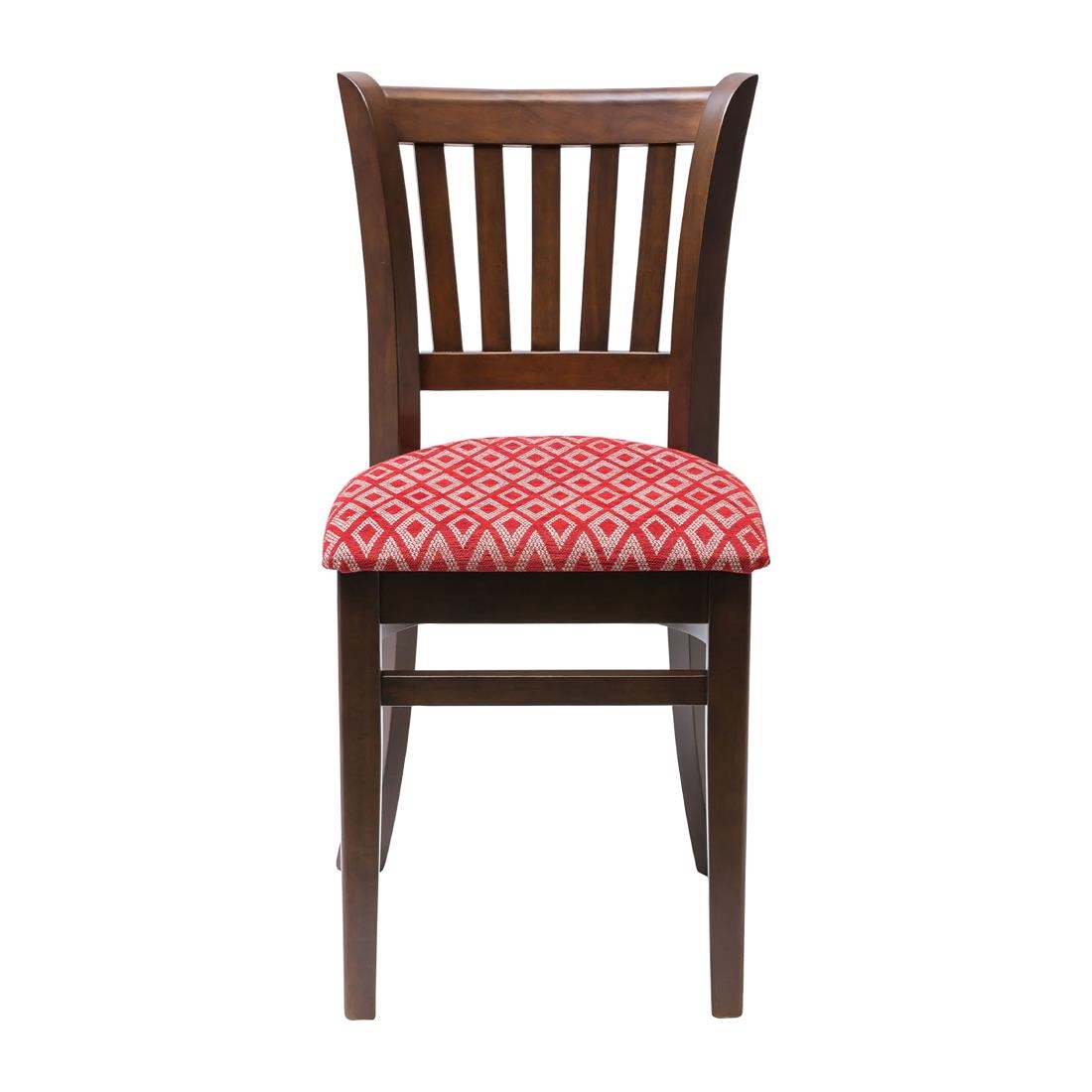 Manhattan Dark Walnut Dining Chair with Red Diamond Padded Seat (Pack of 2)