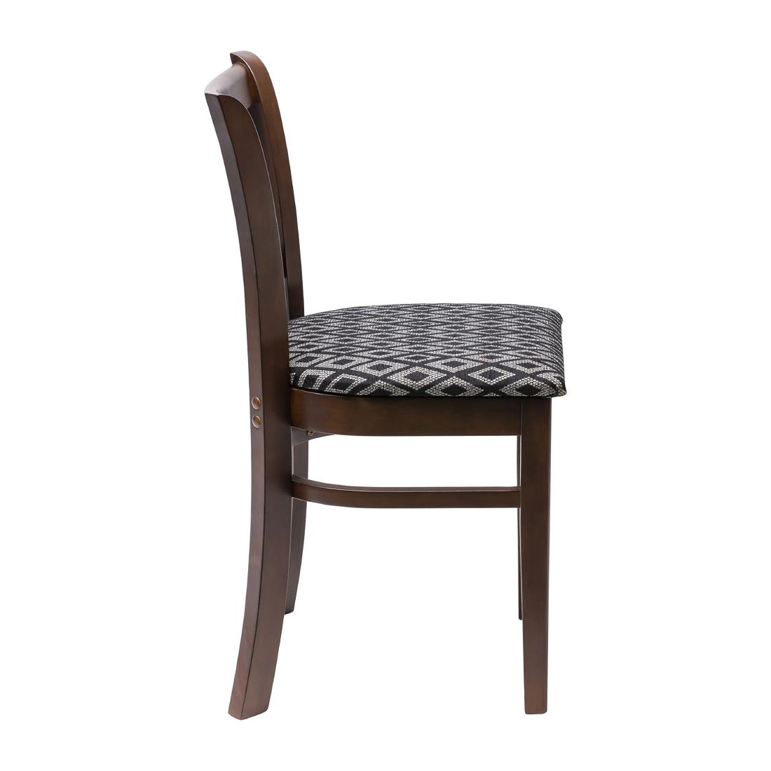Manhattan Dark Walnut Dining Chair with Black Diamond Padded Seat (Pack of 2)