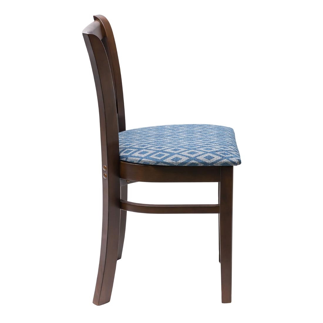 Manhattan Dark Walnut Dining Chair with Blue Diamond Padded Seat (Pack of 2)